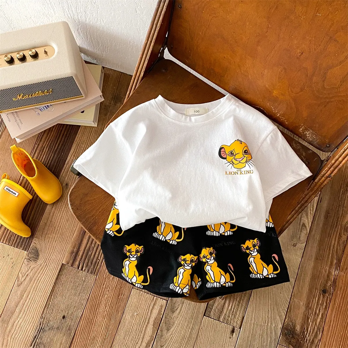 Boys And Girls T-shirt Set 2-12 Year Old Children's Cartoon Round Neck Casual Children's Fashion Short Sleeved Top+shorts