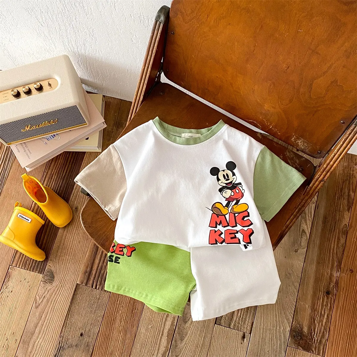 Boys And Girls T-shirt Set 2-12 Year Old Children's Cartoon Round Neck Casual Children's Fashion Short Sleeved Top+shorts