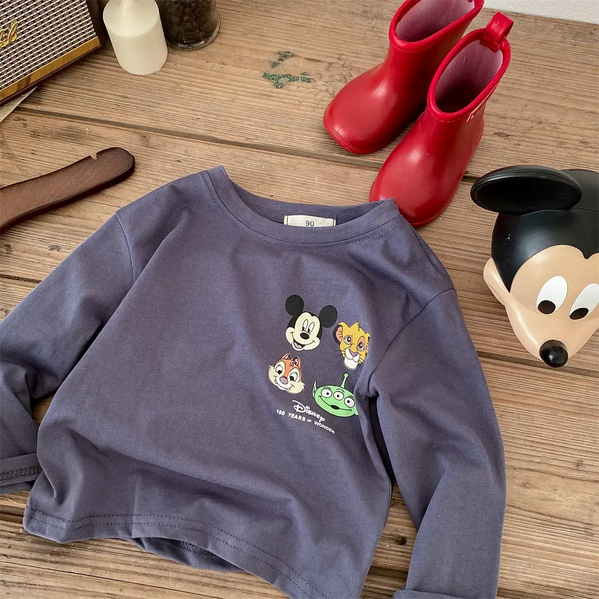 2024 Fashion New Kids Long Sleeve T-shirt Cartoon Disney Girls Boys Clothes Summer Tops Baby Clothes Children's Wear