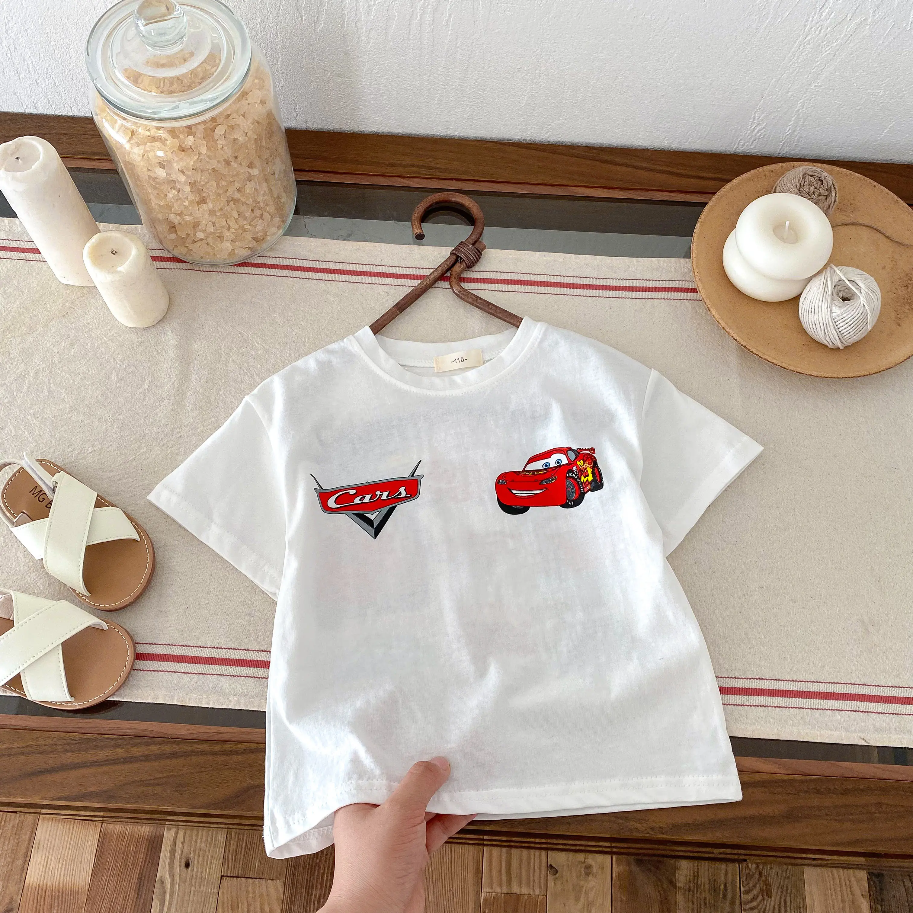 Disney Cartoon Fashion Short Sleeve Car Lightning Mcqueen Men's T-shirt Men's Cartoon Casual Top Men's And Girls' T-shirt Top