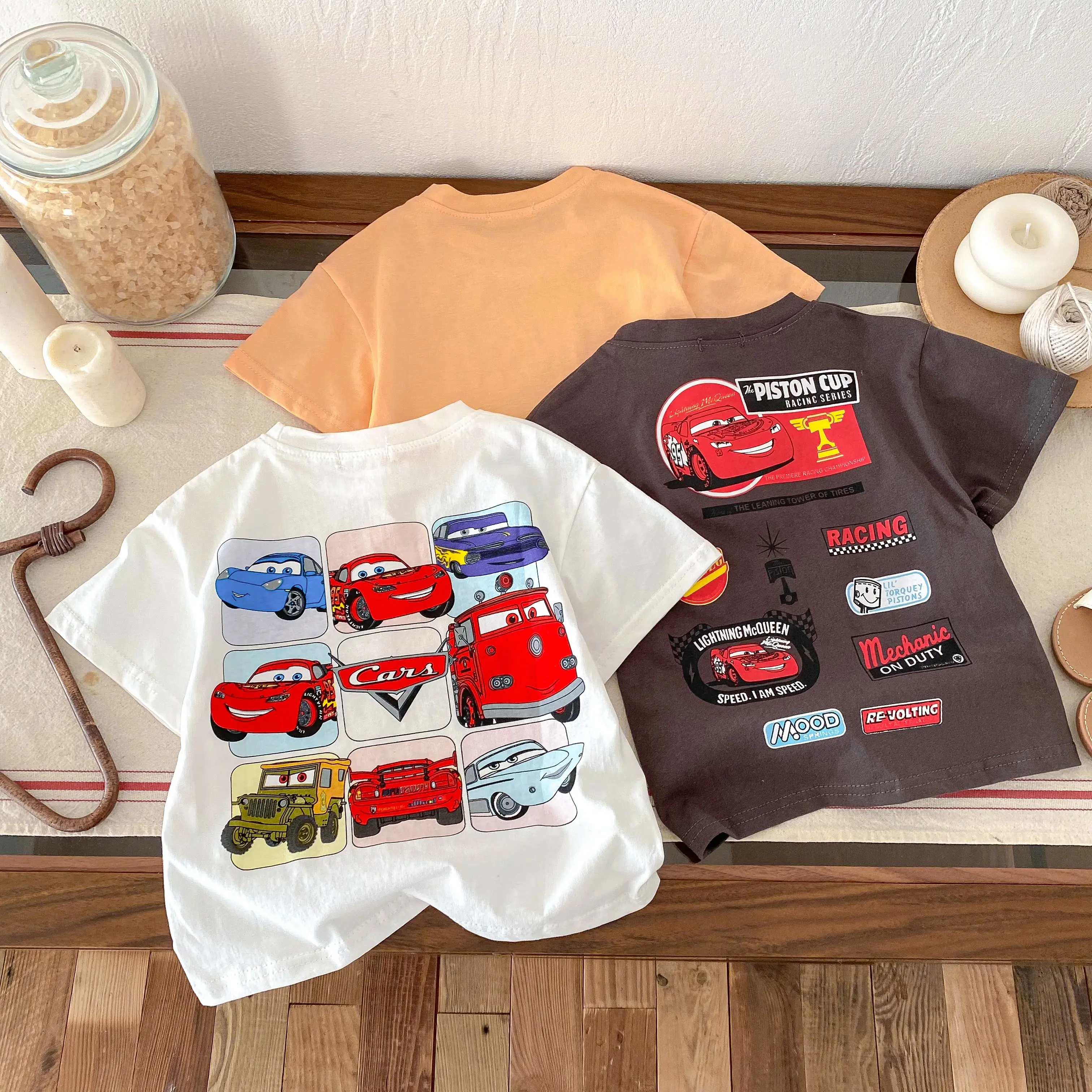 Mcqueen Printed Men's T-shirt 2024 Summer New Children's Clothing Top Short Sleeved T-shirt Children's Cartoon T-shirt