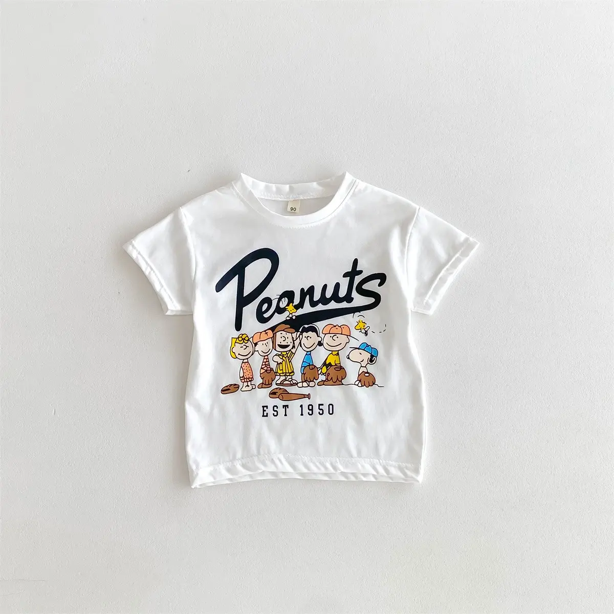 Cartoon Snoopy printed short sleeves Summer loose and trendy cool round neck top 2024 Baby Boys and Girls Trendy Cute T-shirt