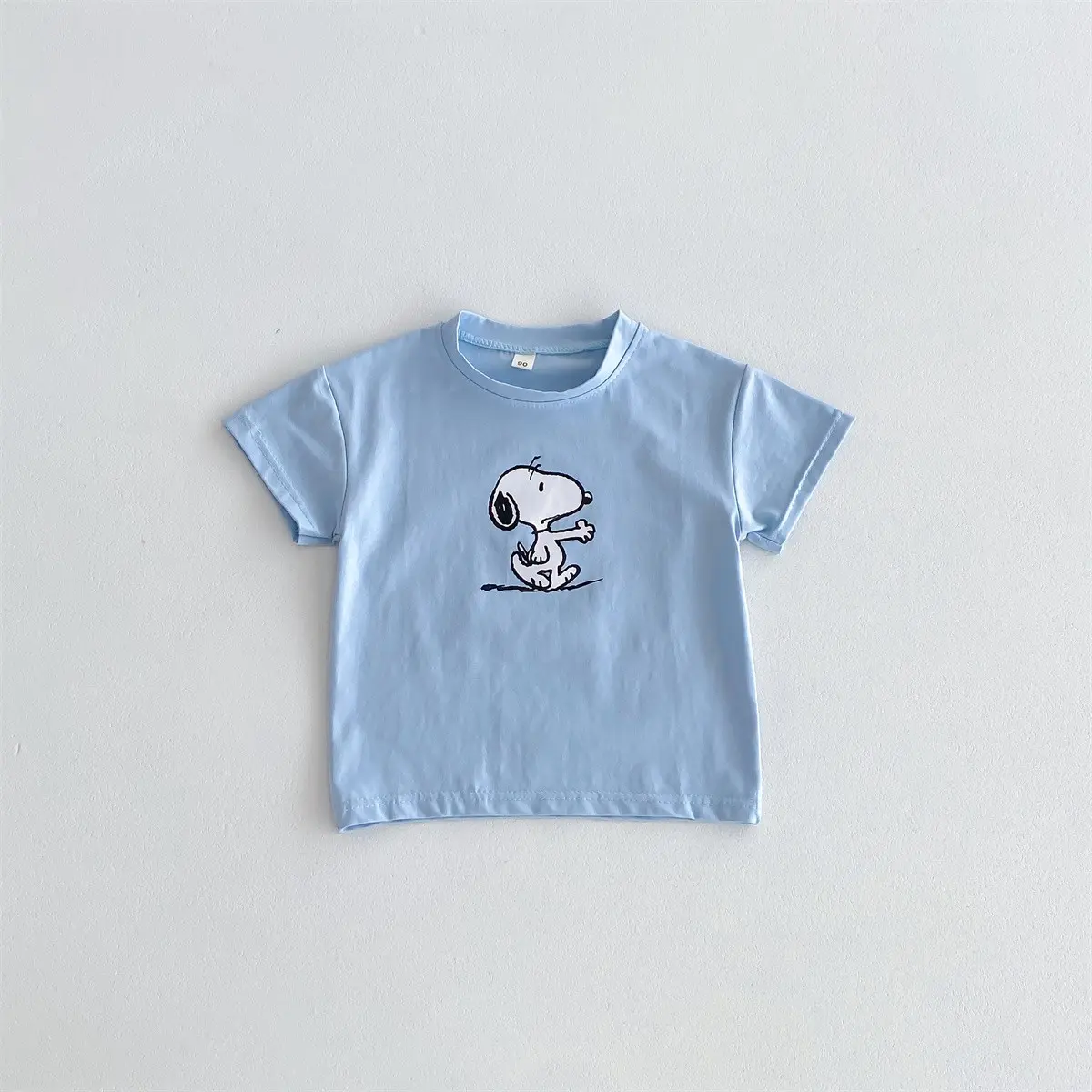 Cartoon Snoopy printed short sleeves Summer loose and trendy cool round neck top 2024 Baby Boys and Girls Trendy Cute T-shirt