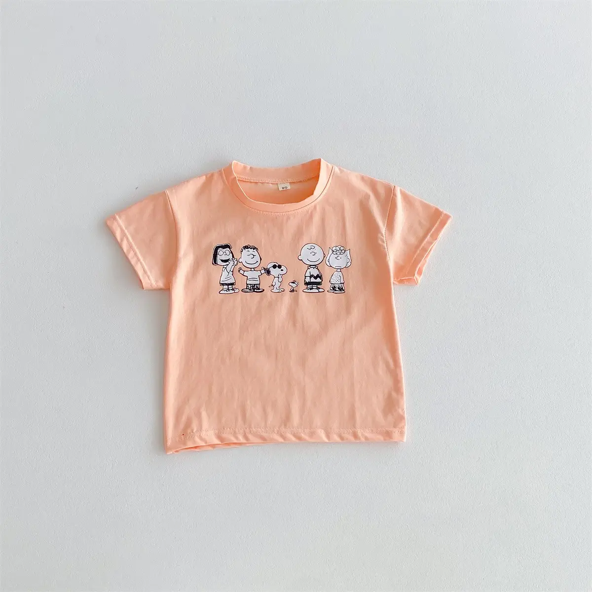 Cartoon Snoopy printed short sleeves Summer loose and trendy cool round neck top 2024 Baby Boys and Girls Trendy Cute T-shirt