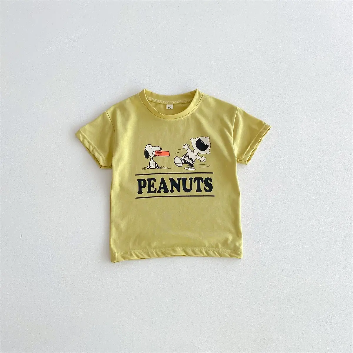 Cartoon Snoopy printed short sleeves Summer loose and trendy cool round neck top 2024 Baby Boys and Girls Trendy Cute T-shirt