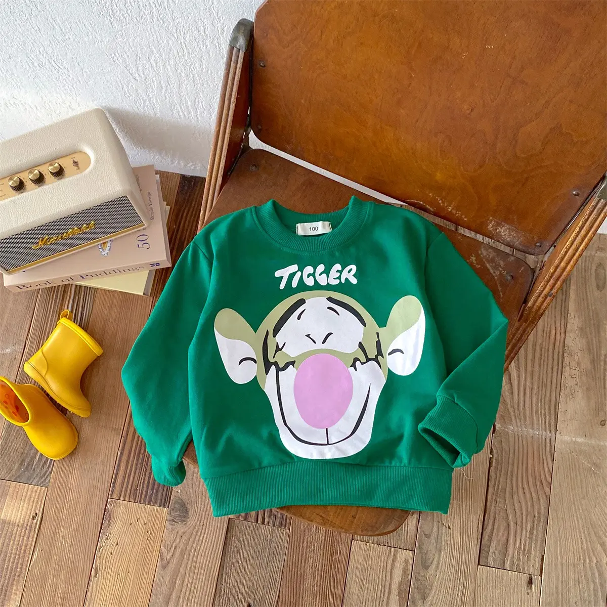 Cartoon Printed Winnie Cute Children's T-shirt Autumn Clothing Cartoon Fashion Boy Baby Long Sleeved Girl Baby Casual Top