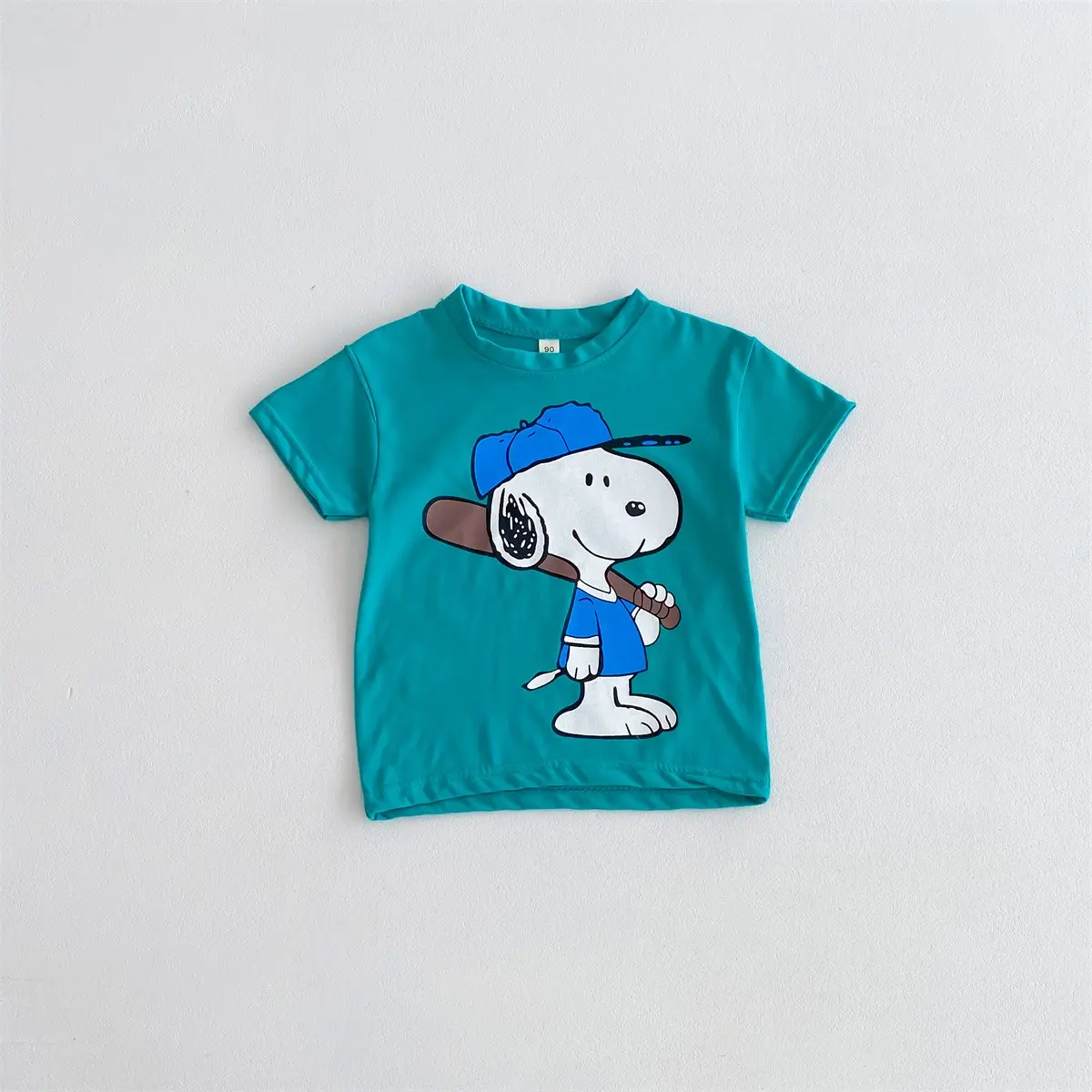 Cartoon Snoopy printed short sleeves Summer loose and trendy cool round neck top 2024 Baby Boys and Girls Trendy Cute T-shirt