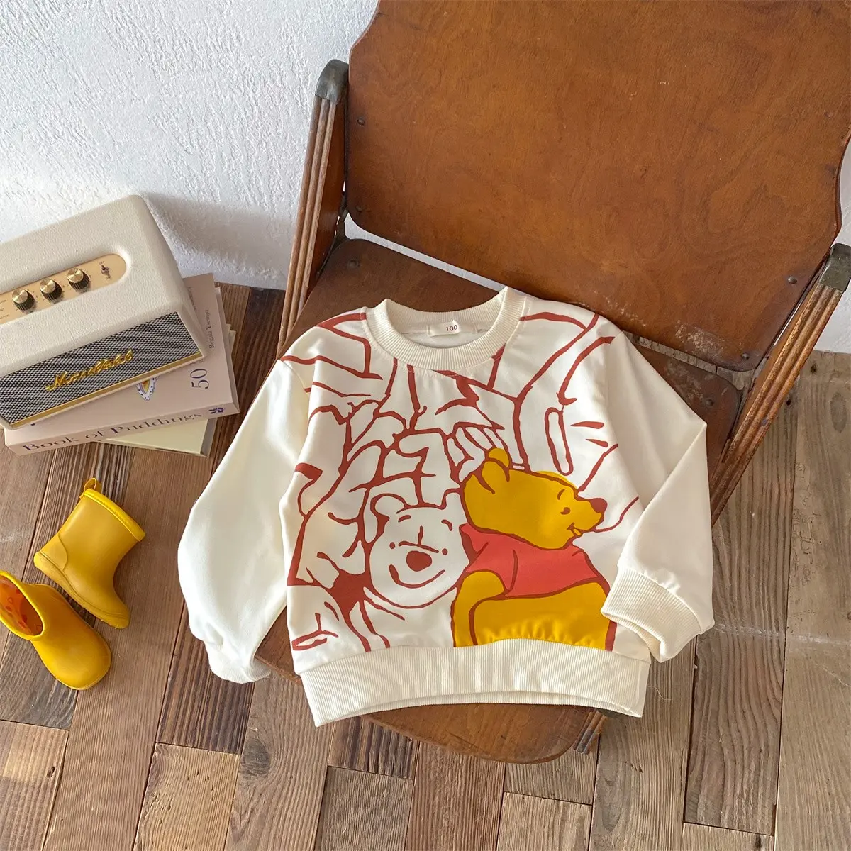 Cartoon Printed Winnie Cute Children's T-shirt Autumn Clothing Cartoon Fashion Boy Baby Long Sleeved Girl Baby Casual Top