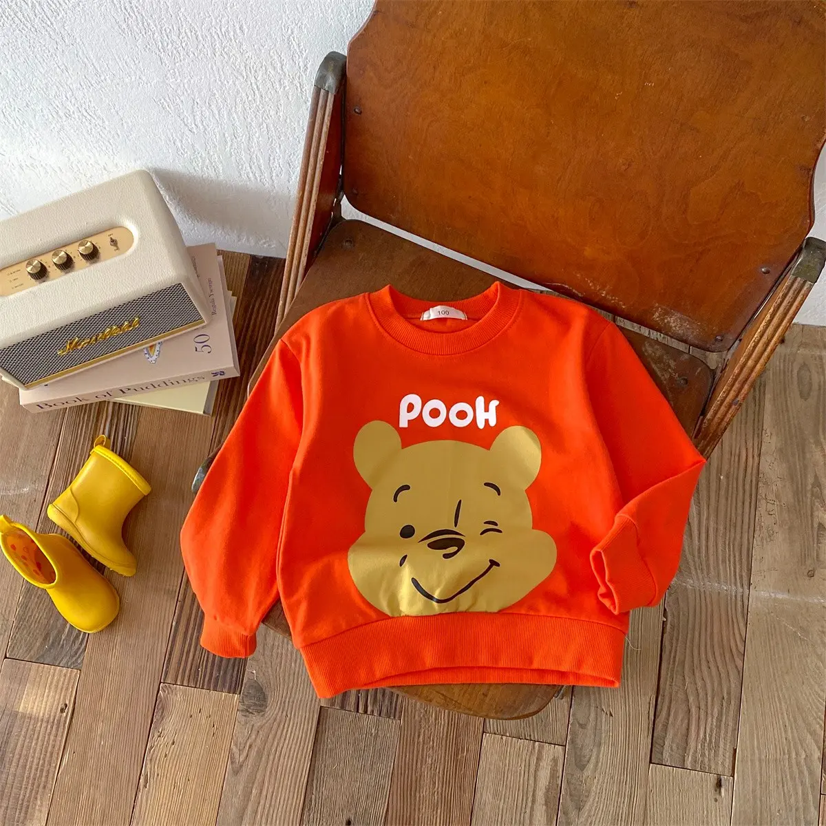 Cartoon Printed Winnie Cute Children's T-shirt Autumn Clothing Cartoon Fashion Boy Baby Long Sleeved Girl Baby Casual Top