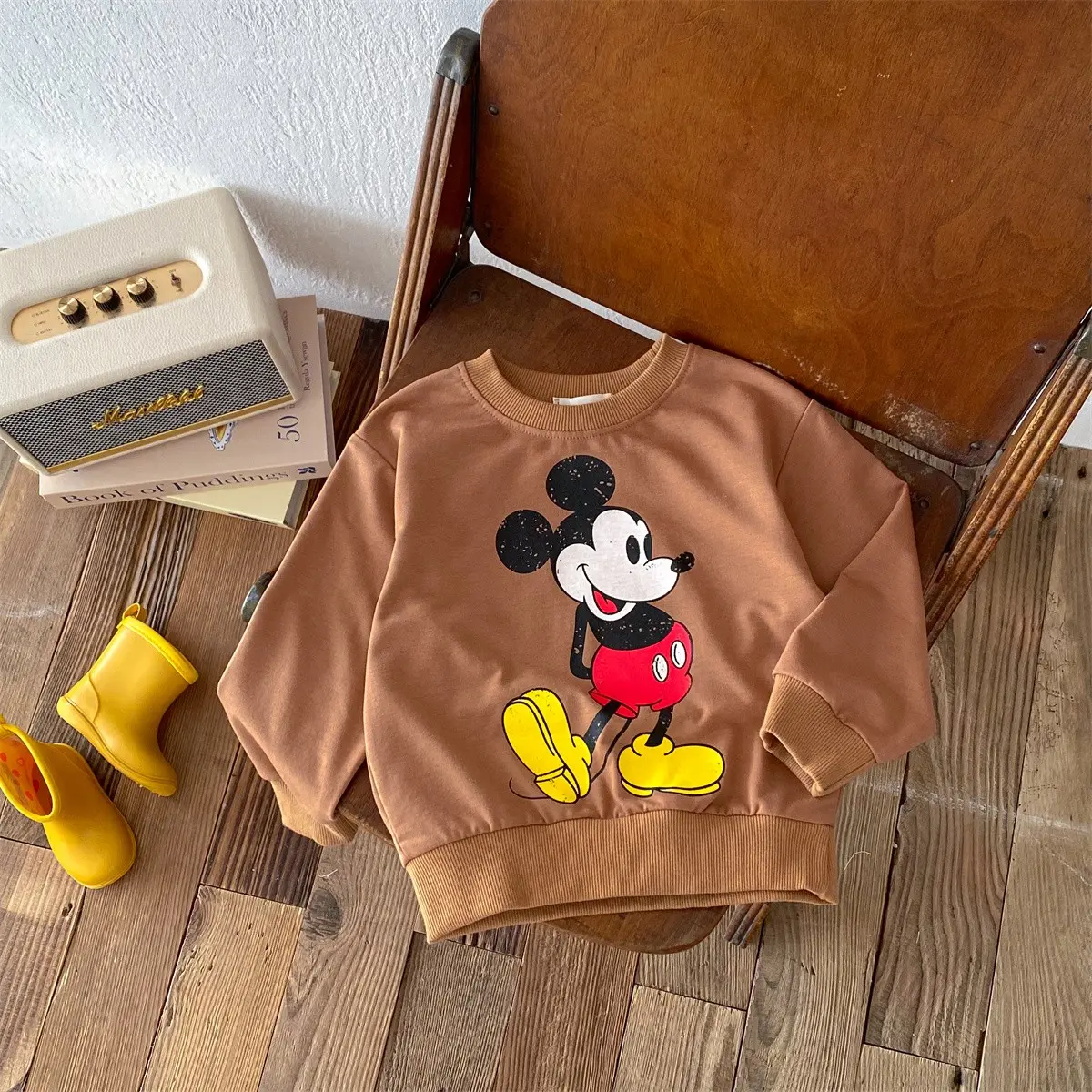 2024 Autumn Children's Hoodie Disney Cartoon Sweater Boys And Girls Fashion Round Neck Loose Sweatshirt Children's Clothing