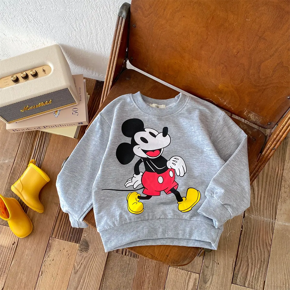 2024 Autumn Children's Hoodie Disney Cartoon Sweater Boys And Girls Fashion Round Neck Loose Sweatshirt Children's Clothing