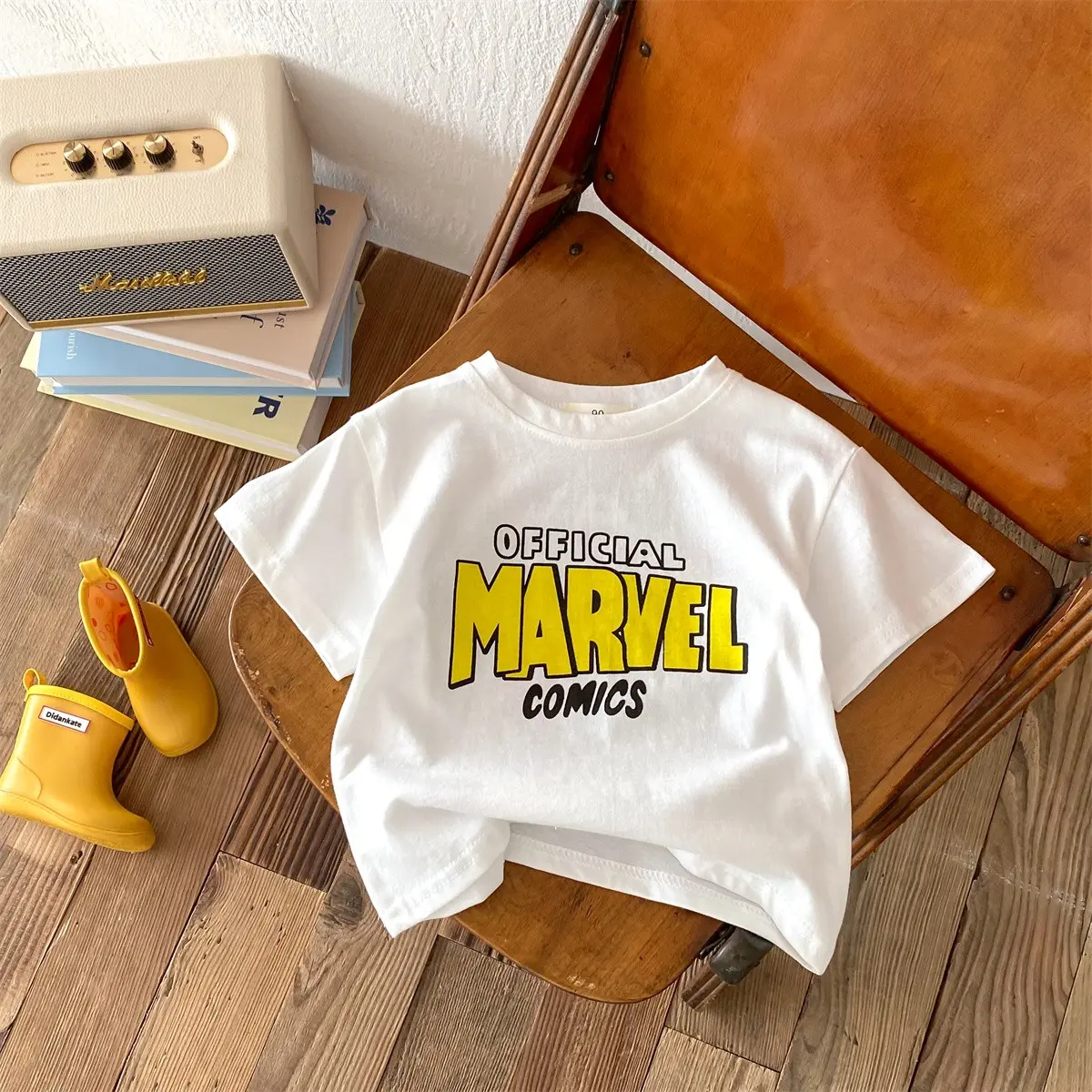 2024 New Children's Short Sleeved Round Neck Loose Fashion T-shirt For Boys And Girls Fashion Cartoon Disney Mickey Mouse Tee