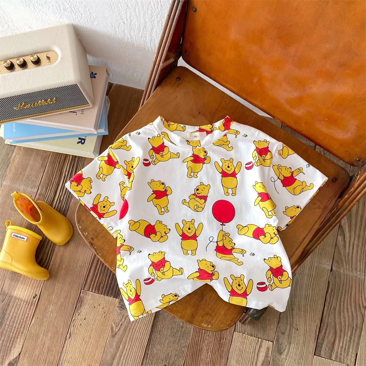2024 New Children's Short Sleeved Round Neck Loose Fashion T-shirt For Boys And Girls Fashion Cartoon Disney Mickey Mouse Tee