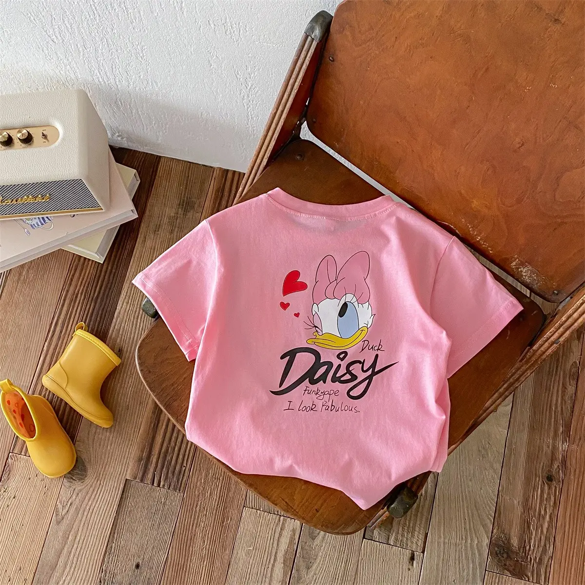 Summer New Cartoon Daisy Print Children's 100% Cotton Short Sleeve Loose Comfortable T-shirt Boys And Girls T-shirt