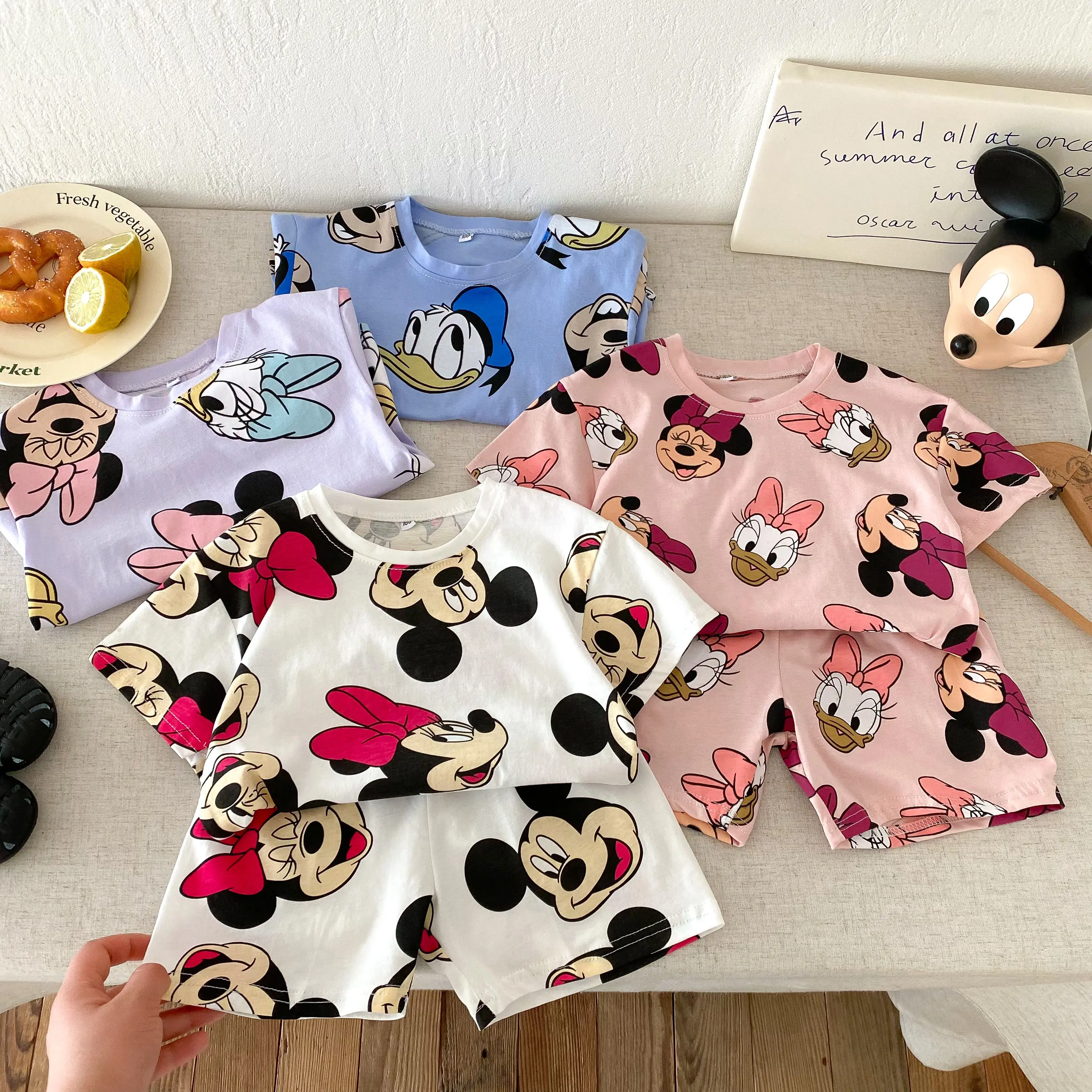 Disney Summer Children's Set Full Print Girls' Short Sleeve Set Girls' Two Piece Set T-shirt+shorts Set Preschool Clothing