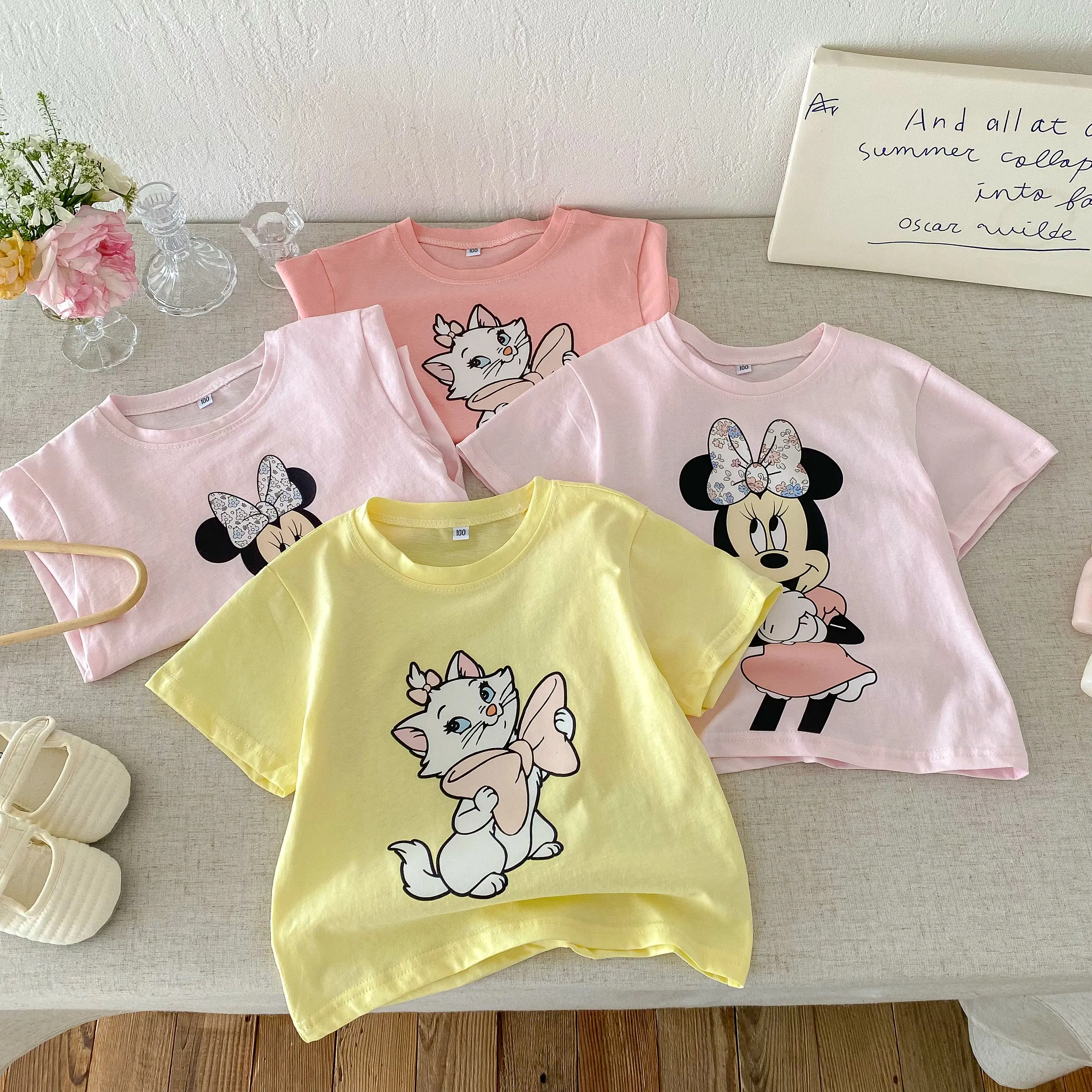 Cartoon Minnie T-shirt+shorts Summer Clothing Two-piece Set Children's New Printed Top Shorts 0-7 Year Old Boys Casual Sportswer