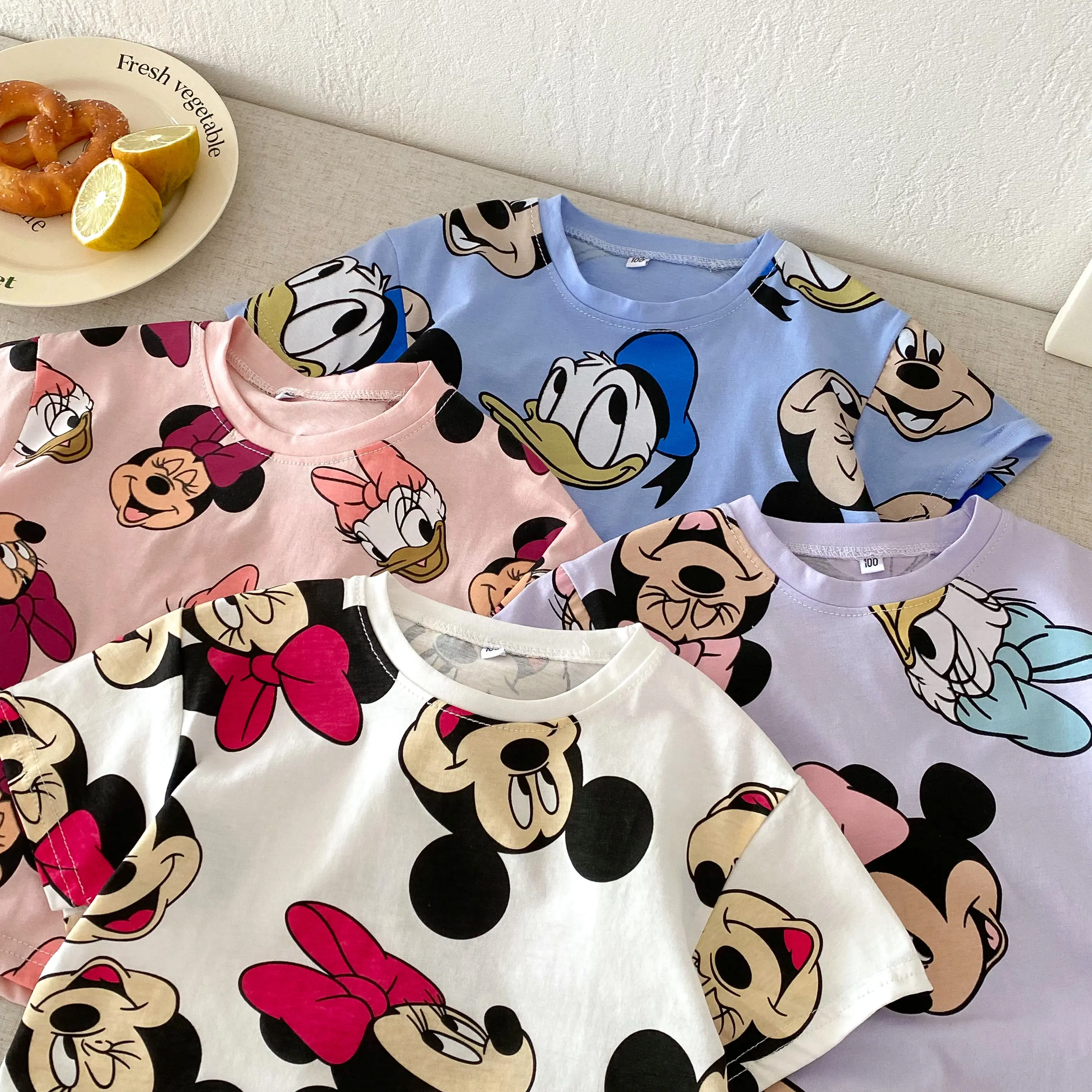 Disney Summer Children's Set Full Print Girls' Short Sleeve Set Girls' Two Piece Set T-shirt+shorts Set Preschool Clothing