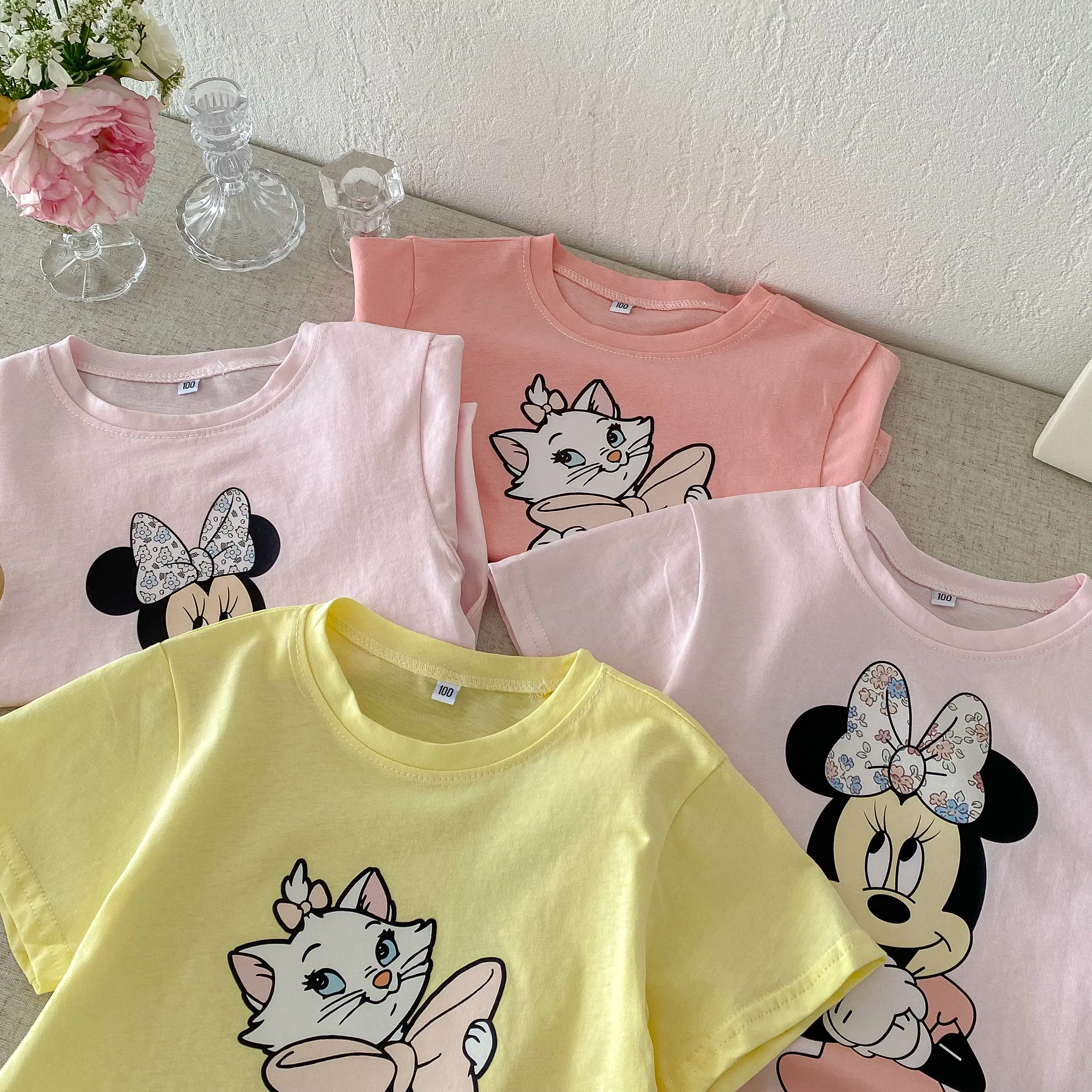 Cartoon Minnie T-shirt+shorts Summer Clothing Two-piece Set Children's New Printed Top Shorts 0-7 Year Old Boys Casual Sportswer