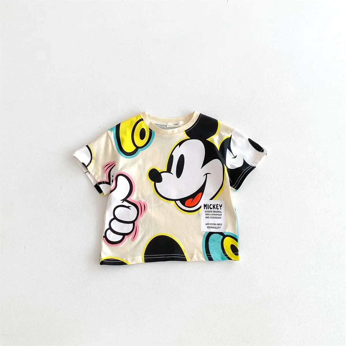 Mickey Round Neck Trendy And Fashionable Short Sleeves Boys And Girls Summer Mickey Mouse Short Sleeved Children's top Short Sle