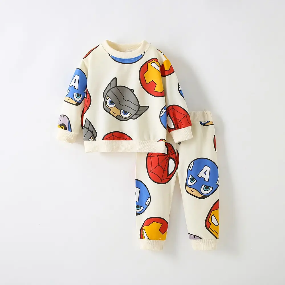 Long Sleeve Cartoon Sweatshirt Outfits New Boys Girls Spring Autumn Clothes Two Piece Sets For Kids Full Print Hoodies+pants