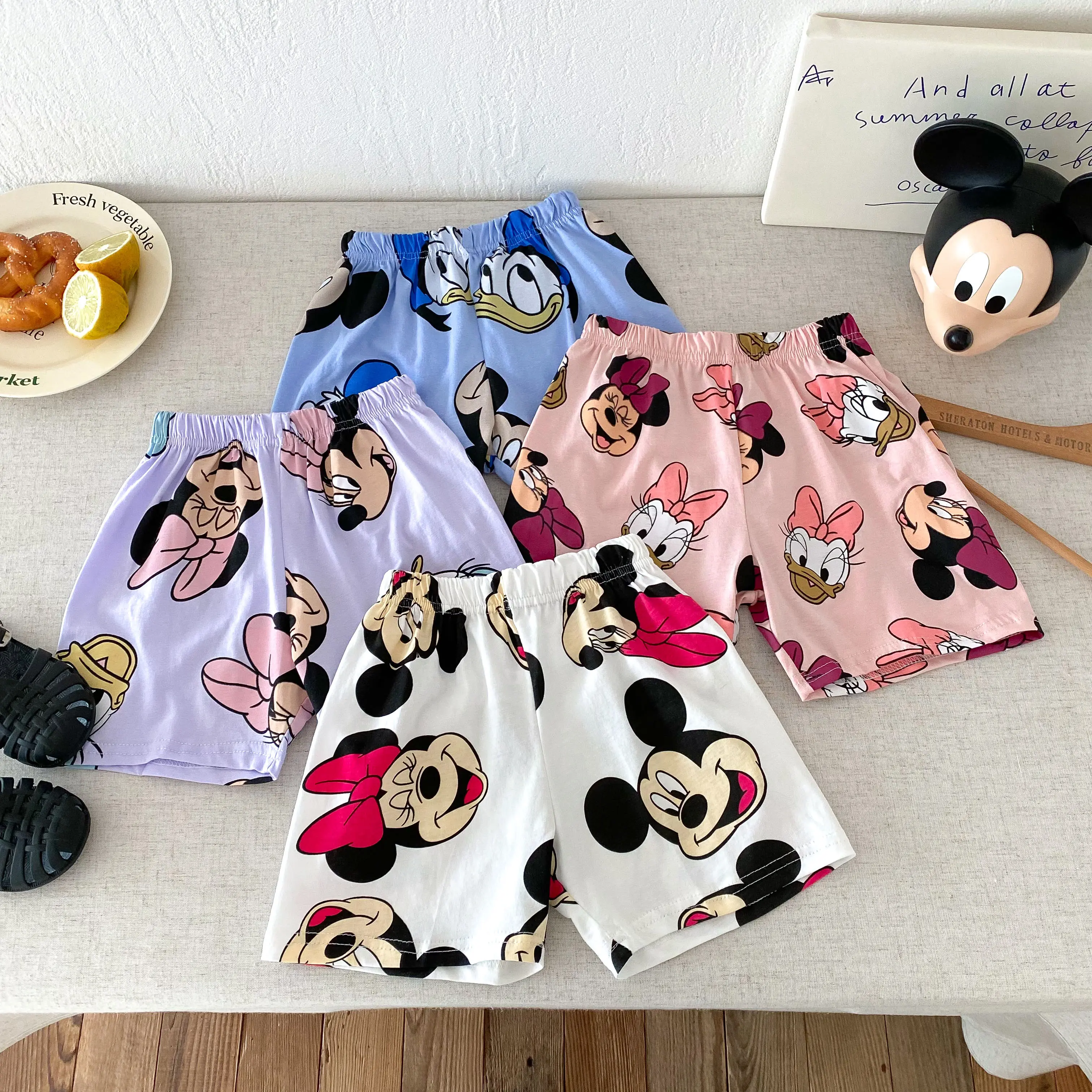 Disney Summer Children's Set Full Print Girls' Short Sleeve Set Girls' Two Piece Set T-shirt+shorts Set Preschool Clothing
