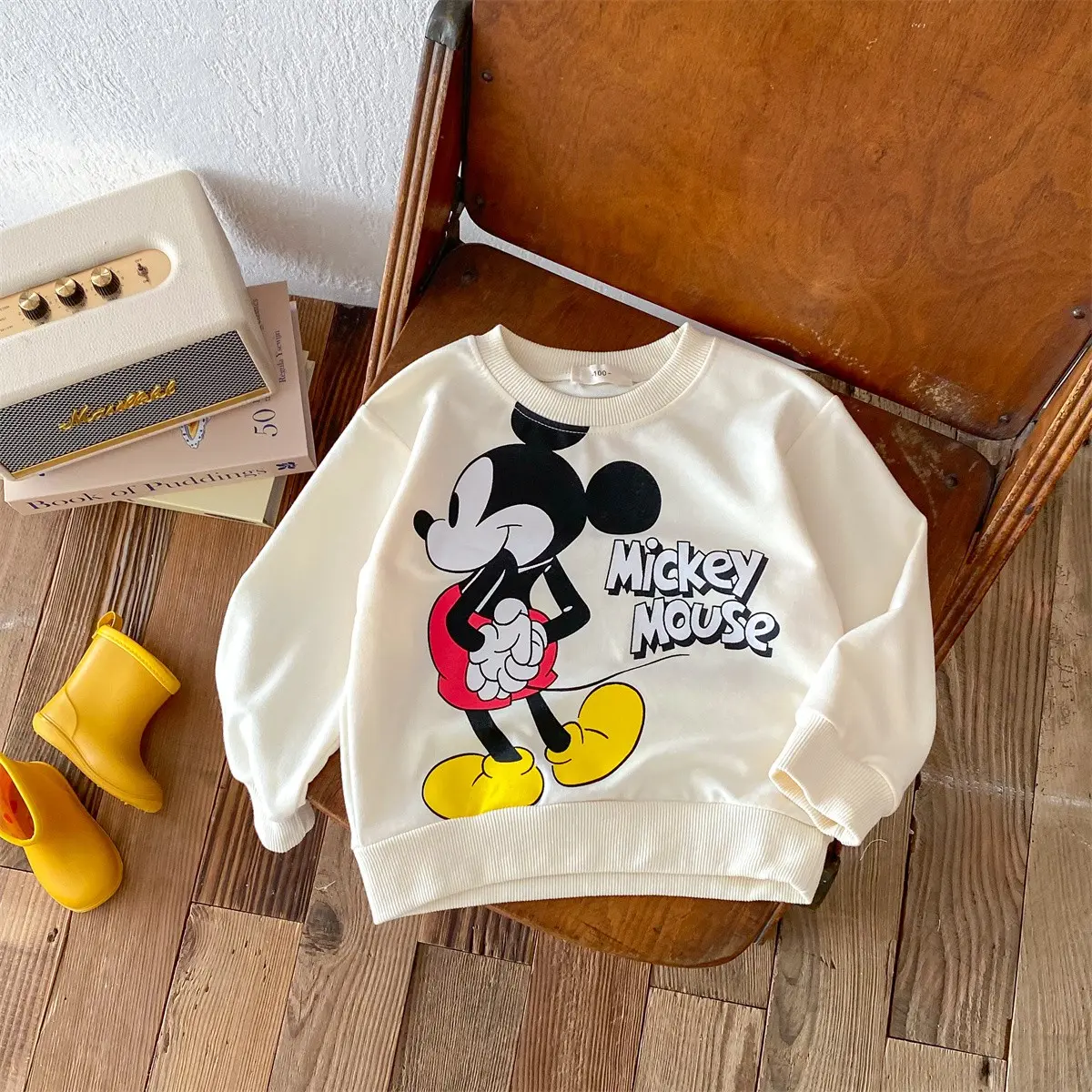 Cute Mickey Disney Cartoon Tracksuit Spring/autumn Children's Clothes Sweatshirt Suit Loose Fashion Baby Girl's Casual Outfits