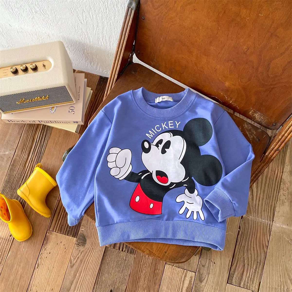 Cute Mickey Disney Cartoon Tracksuit Spring/autumn Children's Clothes Sweatshirt Suit Loose Fashion Baby Girl's Casual Outfits