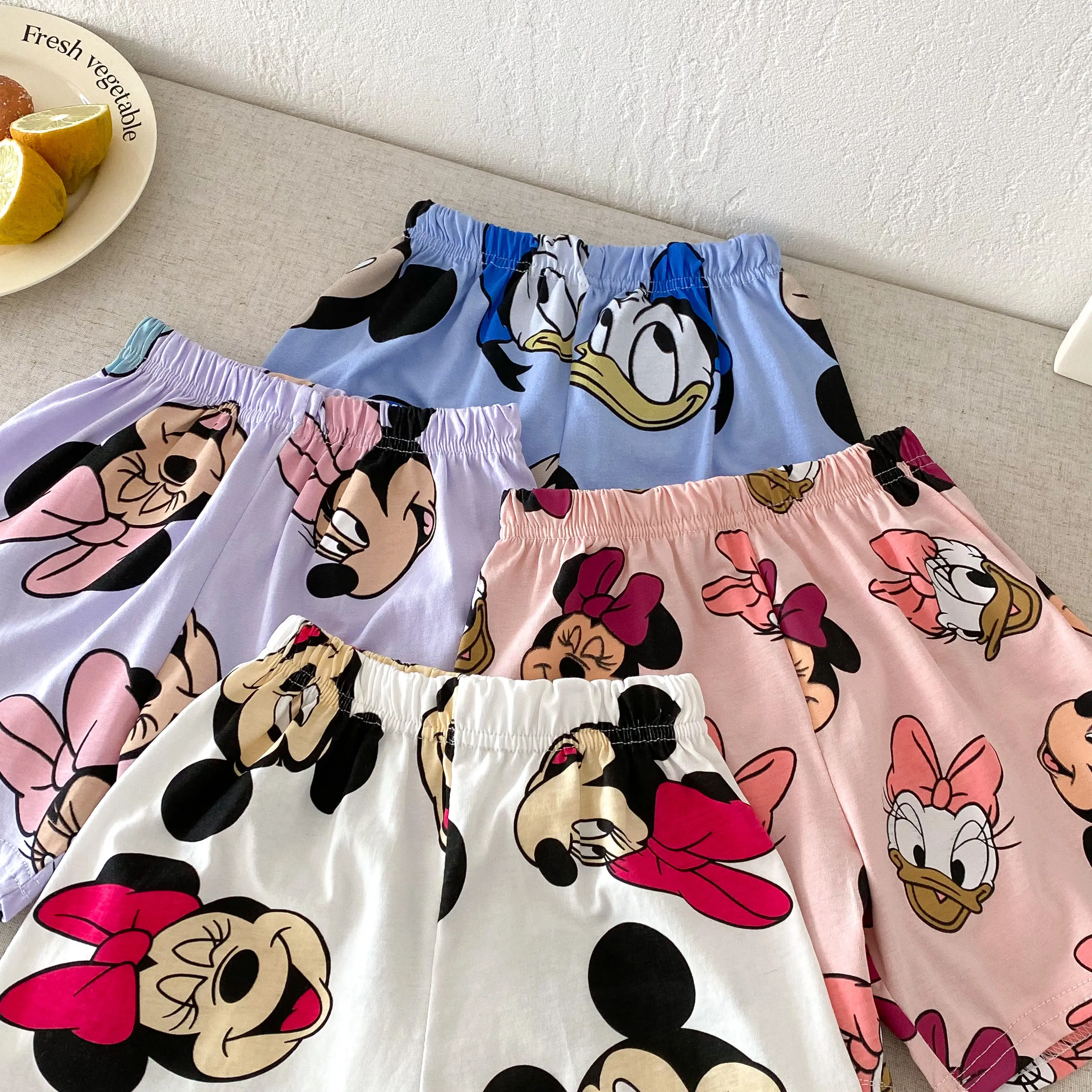 Disney Summer Children's Set Full Print Girls' Short Sleeve Set Girls' Two Piece Set T-shirt+shorts Set Preschool Clothing