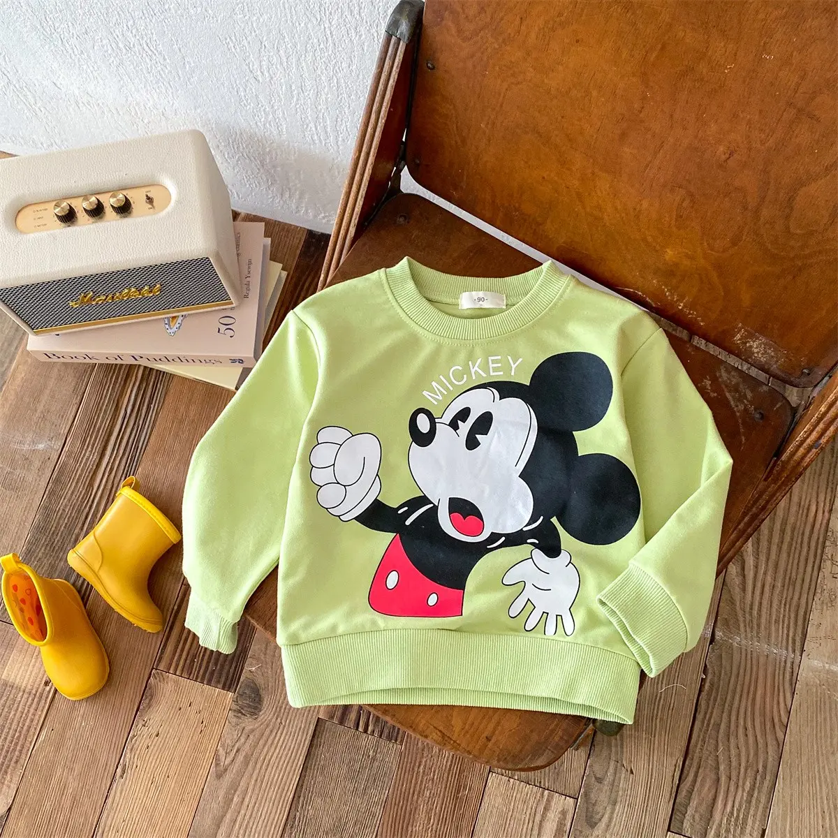 Cute Mickey Disney Cartoon Tracksuit Spring/autumn Children's Clothes Sweatshirt Suit Loose Fashion Baby Girl's Casual Outfits