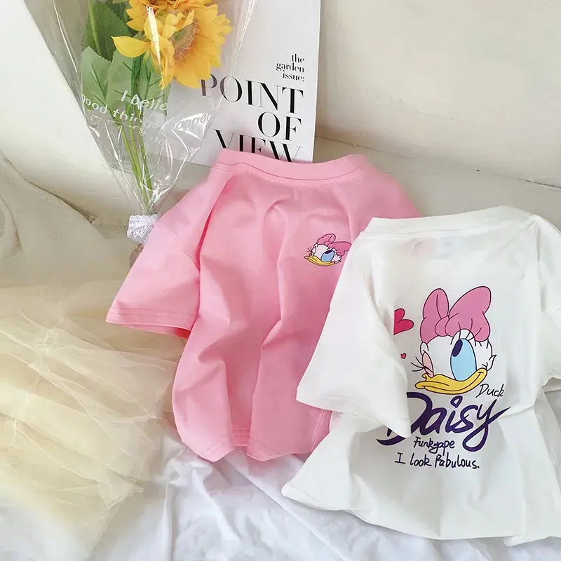 Daisy Baby Girls T-shirt Summer Clothing Printed Cartoon Short Sleeve Tees Toddler Costume Fashion Loose Casual Crewneck Tshirts