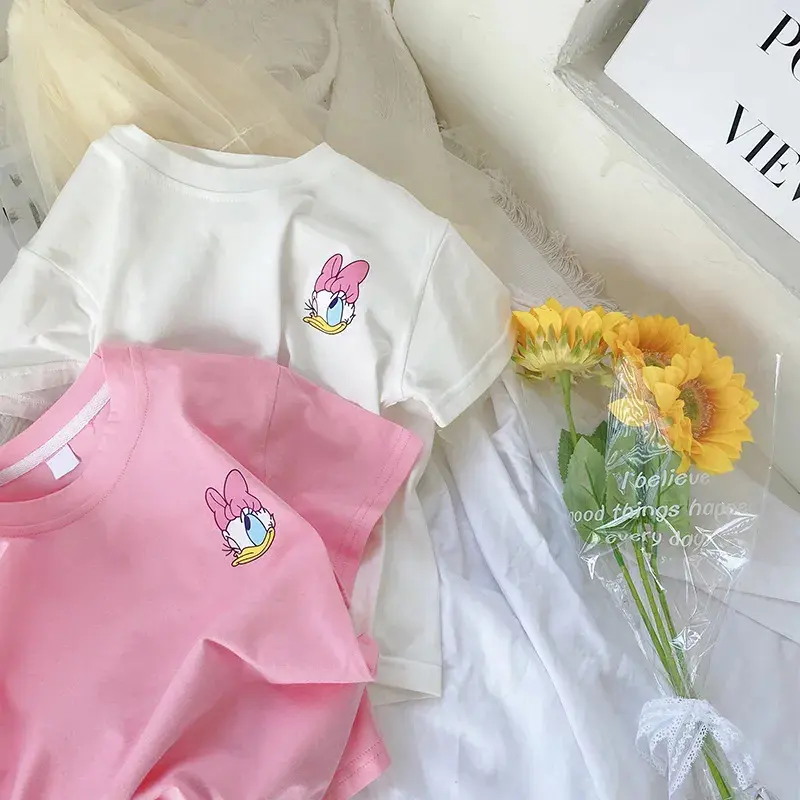 Daisy Baby Girls T-shirt Summer Clothing Printed Cartoon Short Sleeve Tees Toddler Costume Fashion Loose Casual Crewneck Tshirts