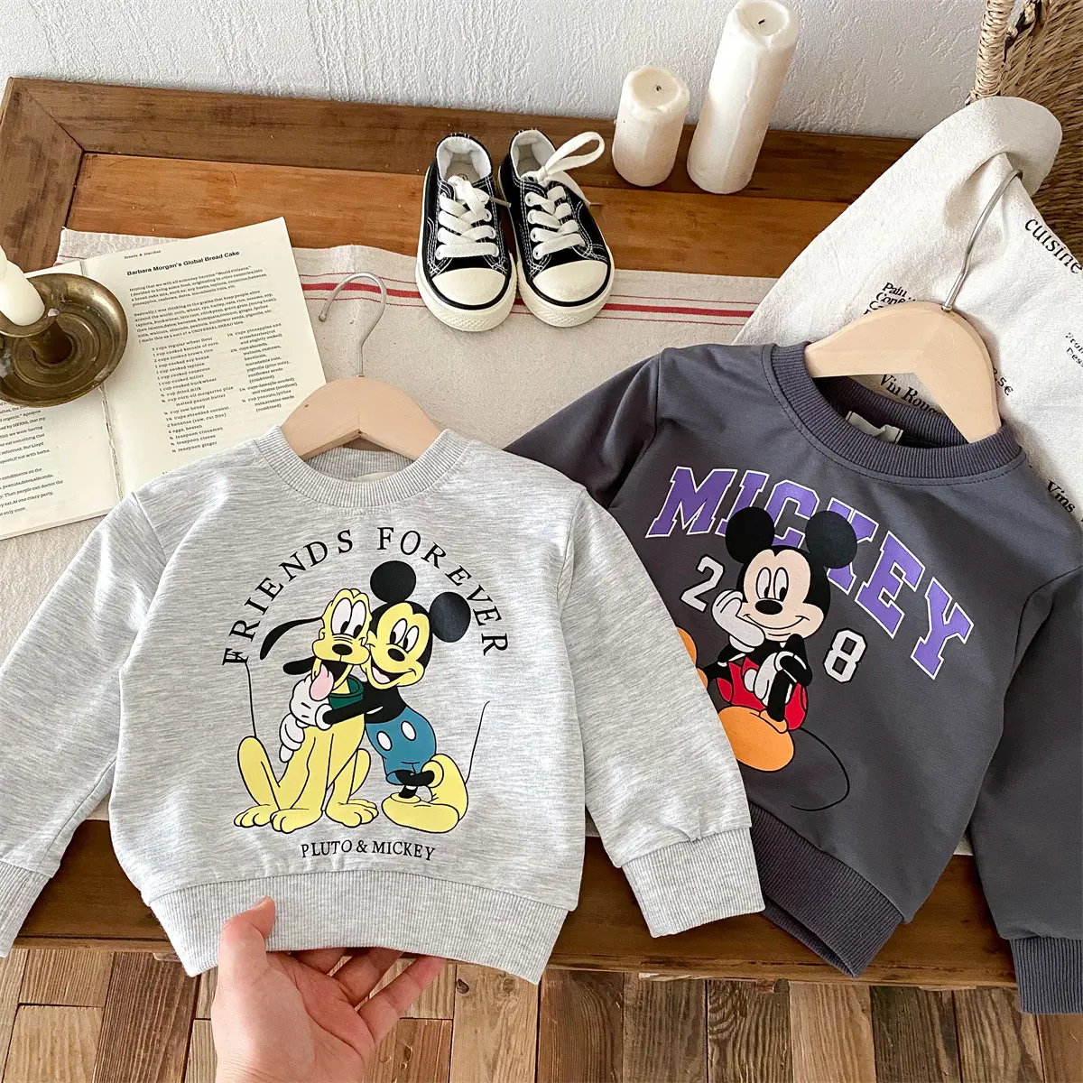 Disney Printed Long Sleeved Set New Children's Cartoon Sports Shirt+pants Two-piece Set Loose Baby Spring And Autumn Outfit