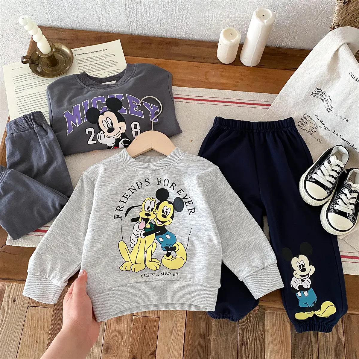 Disney Printed Long Sleeved Set New Children's Cartoon Sports Shirt+pants Two-piece Set Loose Baby Spring And Autumn Outfit