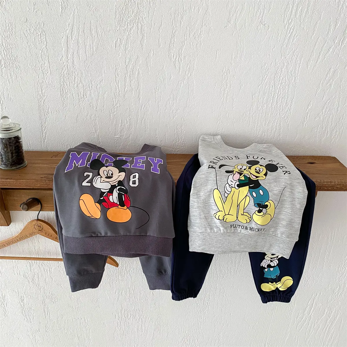 Disney Printed Long Sleeved Set New Children's Cartoon Sports Shirt+pants Two-piece Set Loose Baby Spring And Autumn Outfit