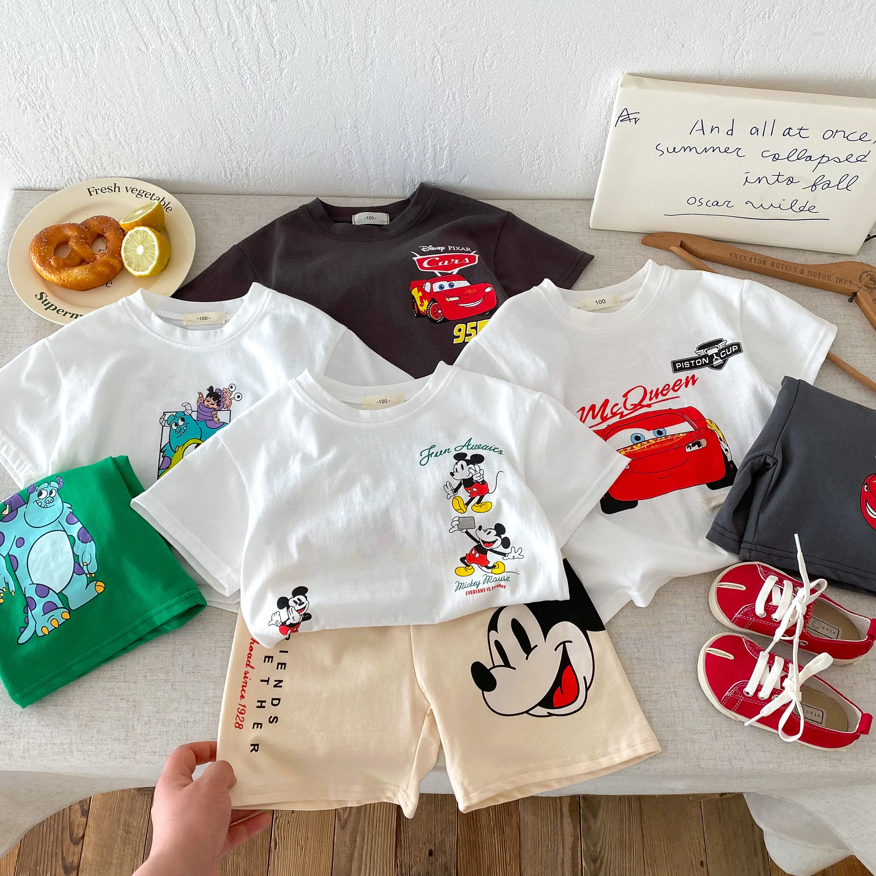 2025 Summer New Children's Printed Fashion T-shirt+shorts Set Children's Loose Clothing Summer New Casual Clothing