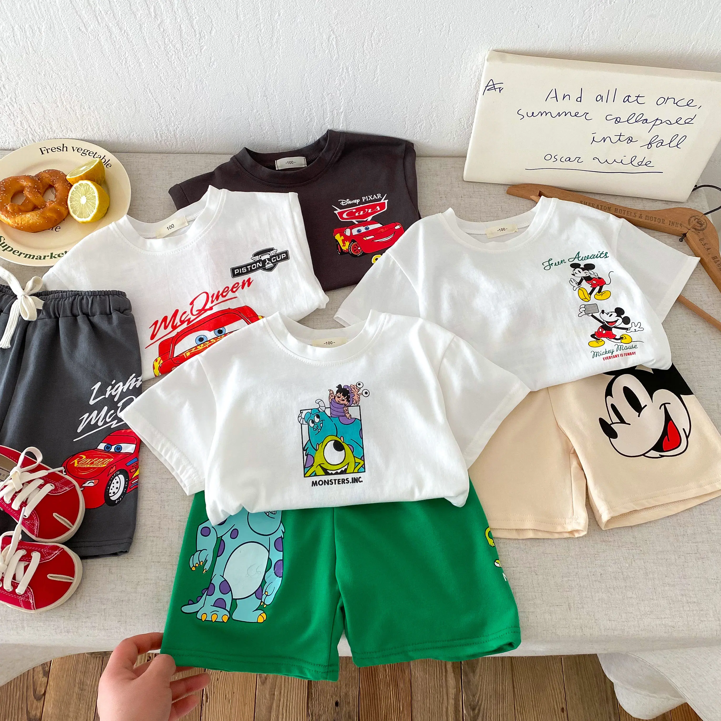 2025 Summer New Children's Printed Fashion T-shirt+shorts Set Children's Loose Clothing Summer New Casual Clothing
