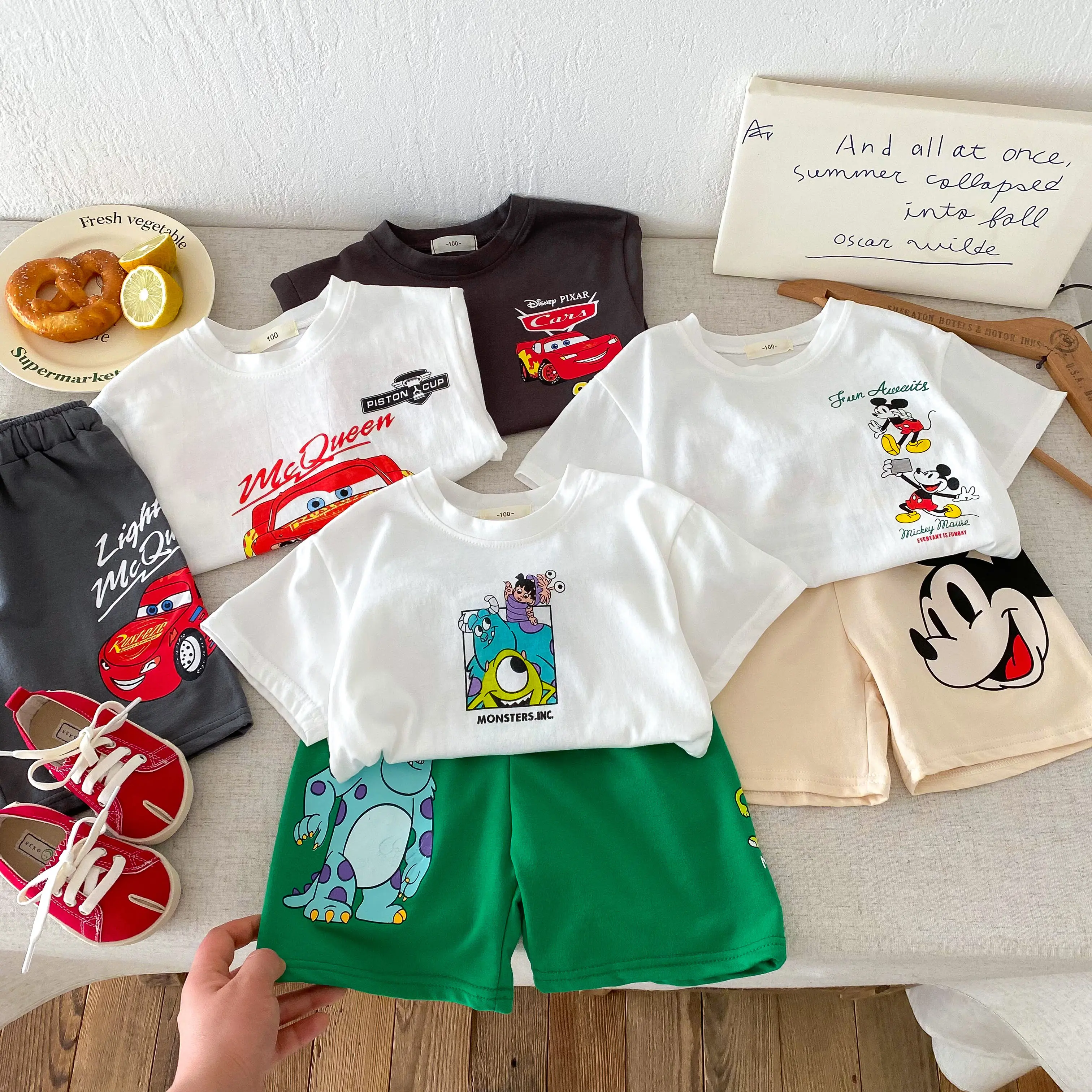 2025 Summer New Children's Printed Fashion T-shirt+shorts Set Children's Loose Clothing Summer New Casual Clothing