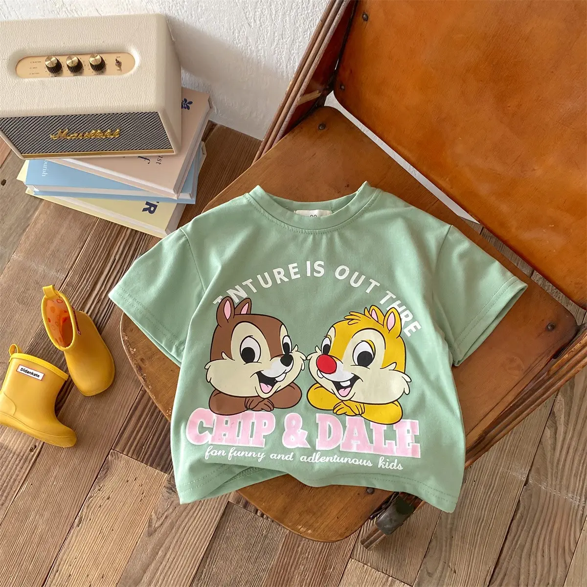 Summer Cool Loose Casual Top Cartoon Cute Stitch Short Sleeved 0-6-year-old Children's bandwagon flow of the tide Top