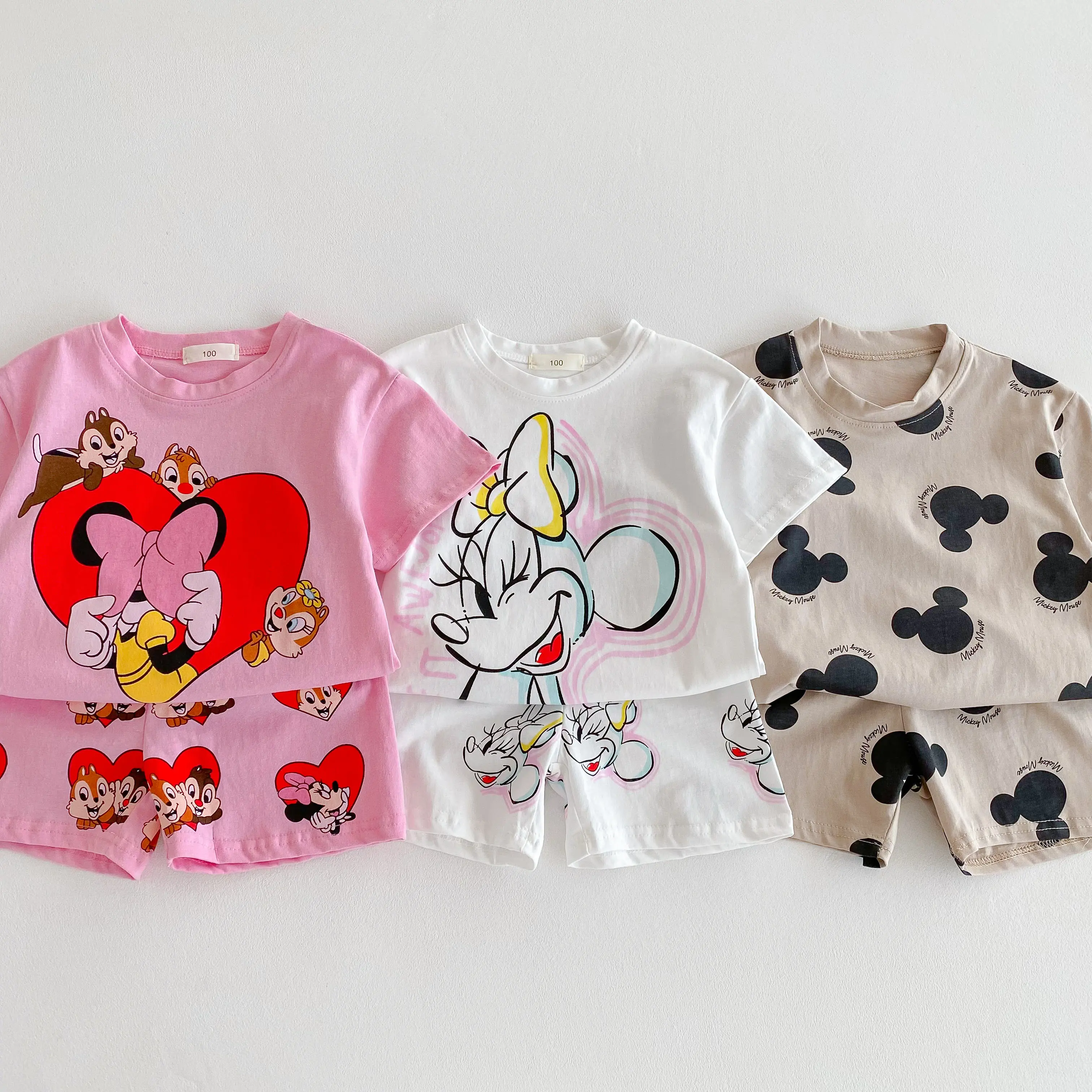 Cartoon Printed Girls' Clothing Short Sleeved Sportswear Summer Clothing T-shirt+tight Shorts Two-piece Set Children's Clothing