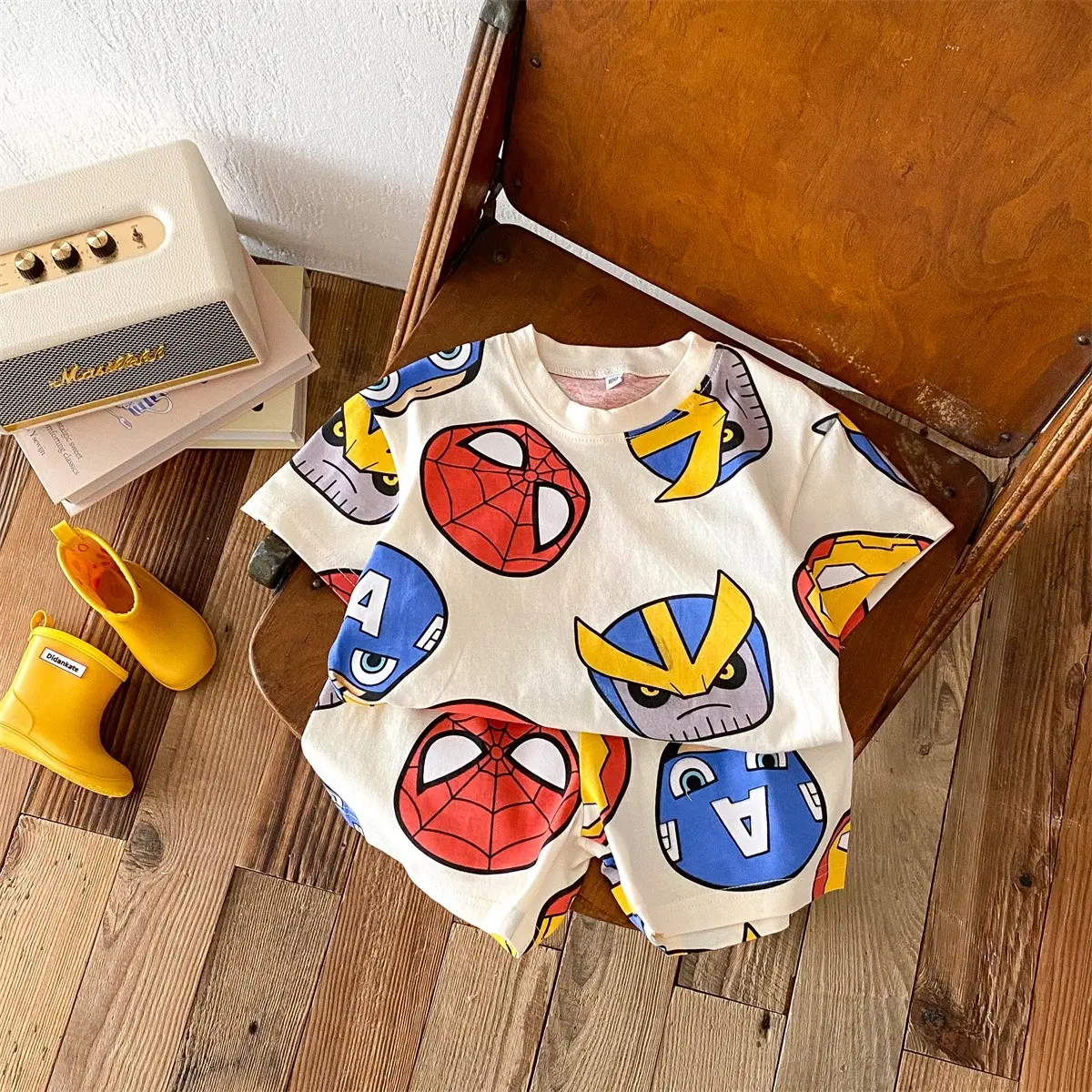 2024 Summer Fashion Children's Set Disney Cartoon Print T-shirt+shorts Two Piece Set For Boys And Girls Cute 2pcs Set