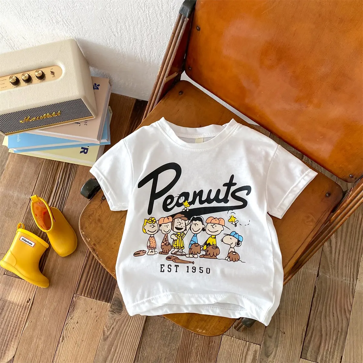2024 Cartoon Kids Girls Clothing Summer Round Neck Loose Short Sleeves  Cute Snoopy Printed Top Comfortable T-shirt For Baby Boy