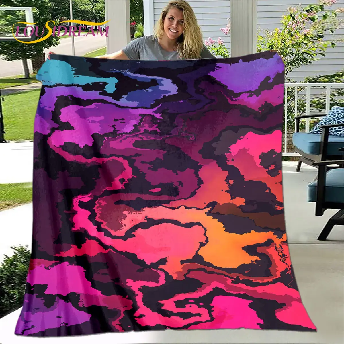 3D Colorful Camo Camouflage Blanket,Flannel Blanket Throw Blanket,Warm Blanket for Home Living Room Bedroom Beds Sofa Outdoors