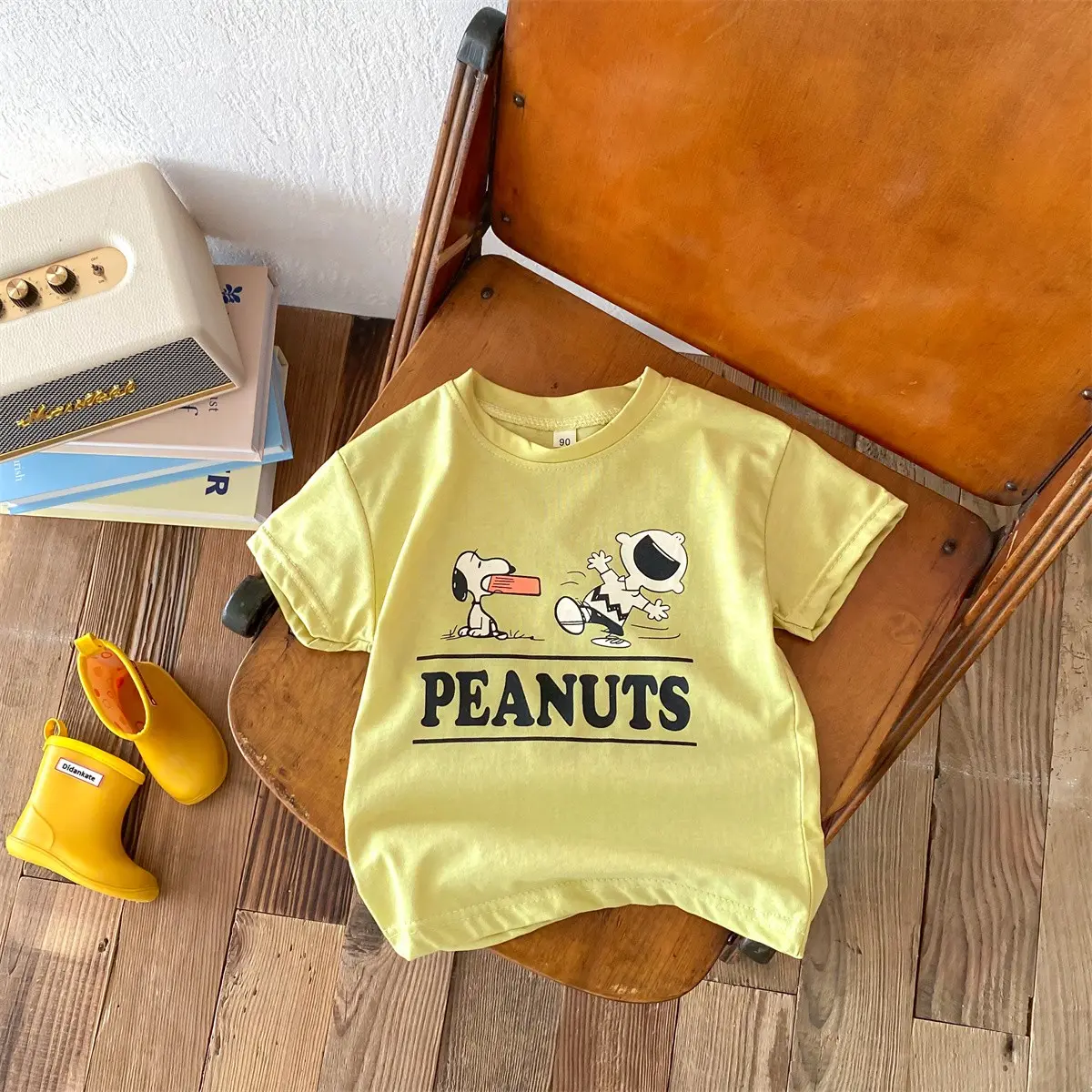 2024 Cartoon Kids Girls Clothing Summer Round Neck Loose Short Sleeves  Cute Snoopy Printed Top Comfortable T-shirt For Baby Boy