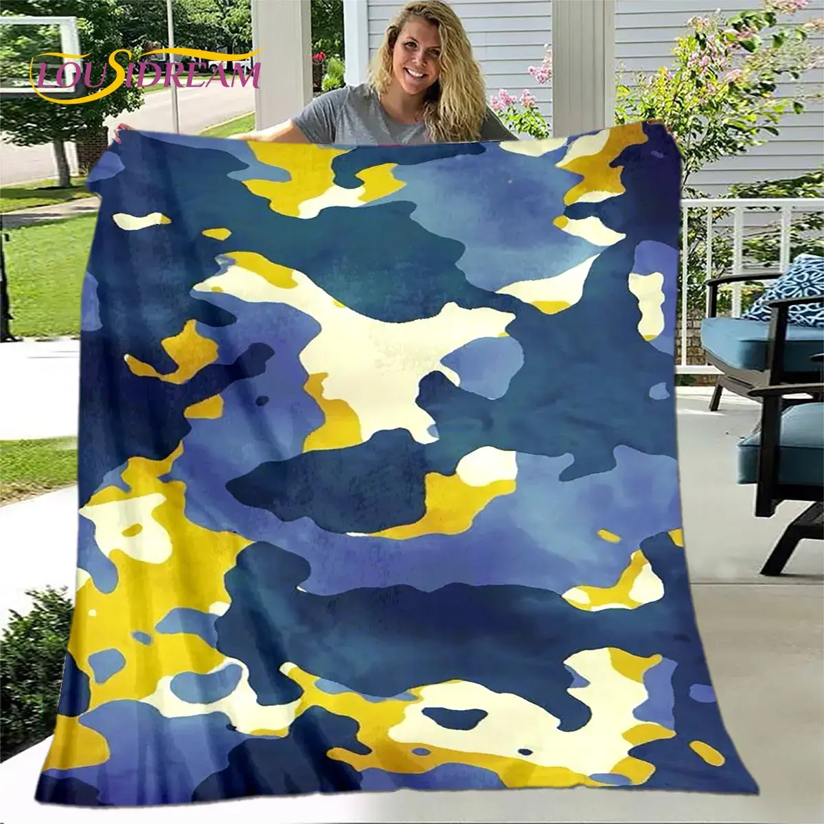 3D Colorful Camo Camouflage Blanket,Flannel Blanket Throw Blanket,Warm Blanket for Home Living Room Bedroom Beds Sofa Outdoors