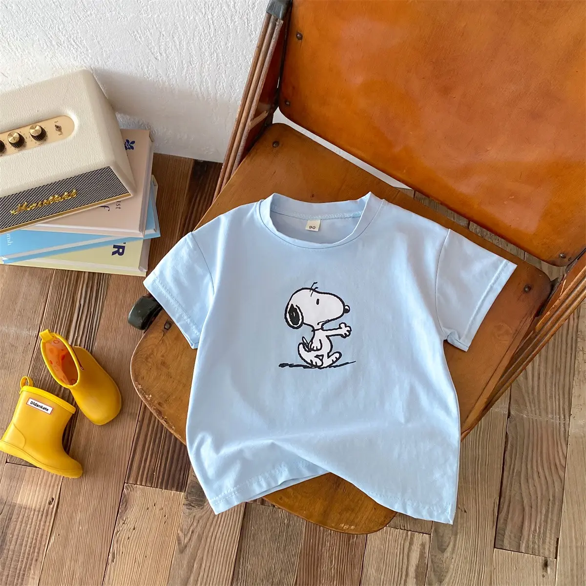 2024 Cartoon Kids Girls Clothing Summer Round Neck Loose Short Sleeves  Cute Snoopy Printed Top Comfortable T-shirt For Baby Boy