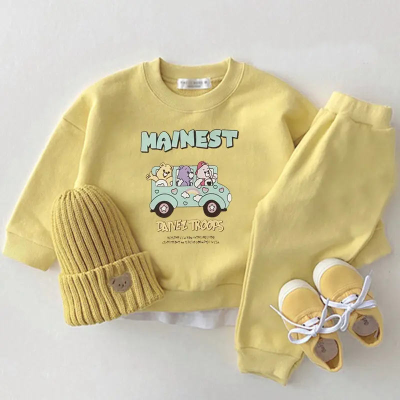 Cotton Boys And Girls Set Autumn And Spring 2-piece Set Children's Clothing Cartoon Fashion Printed Children's Pullover