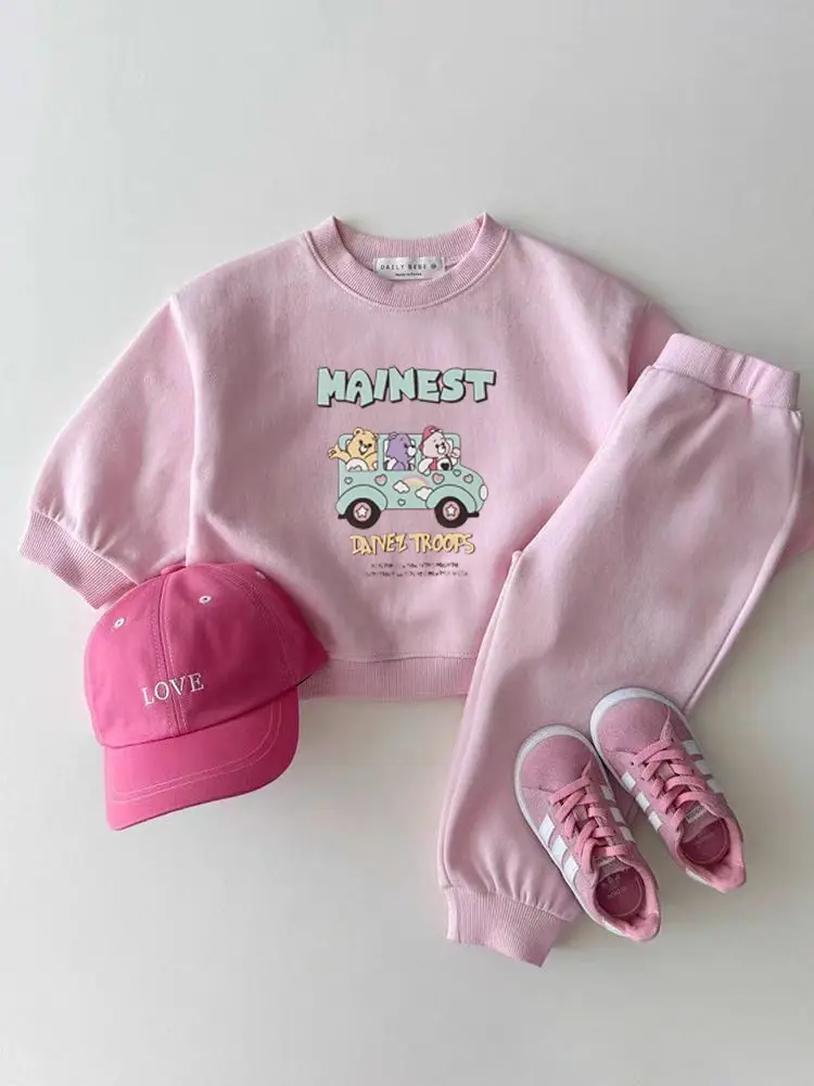 Cotton Boys And Girls Set Autumn And Spring 2-piece Set Children's Clothing Cartoon Fashion Printed Children's Pullover