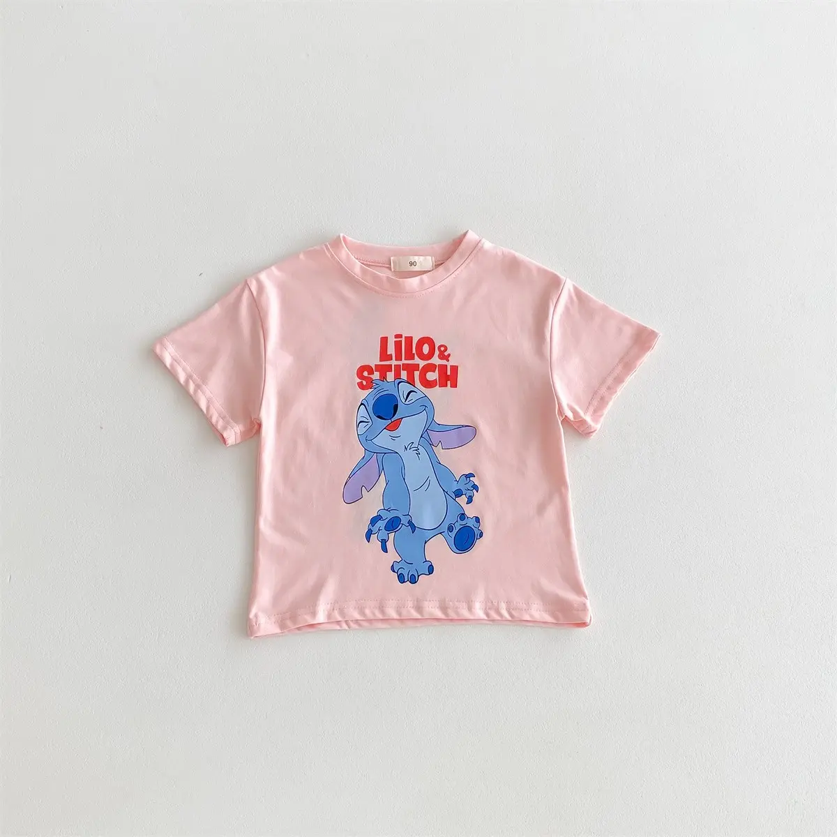 Summer Round Neck Loose And Trendy Short Sleeves 2024 Fashion Cartoon Stitch T-shirt Fashionable, Simple and Generous Children's