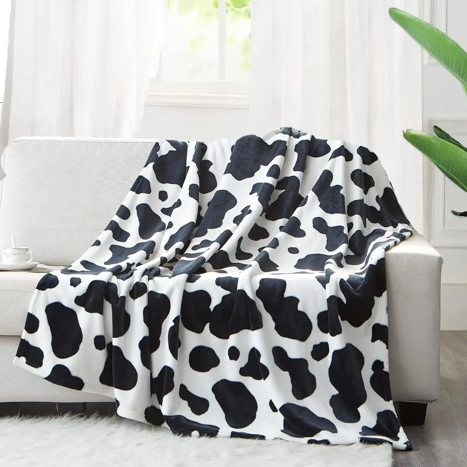 Cow Print Blanket, Cow Gift for Women Girls Kids Western Soft Fleece Flannel Cow Throw Blankets for Couch Bed