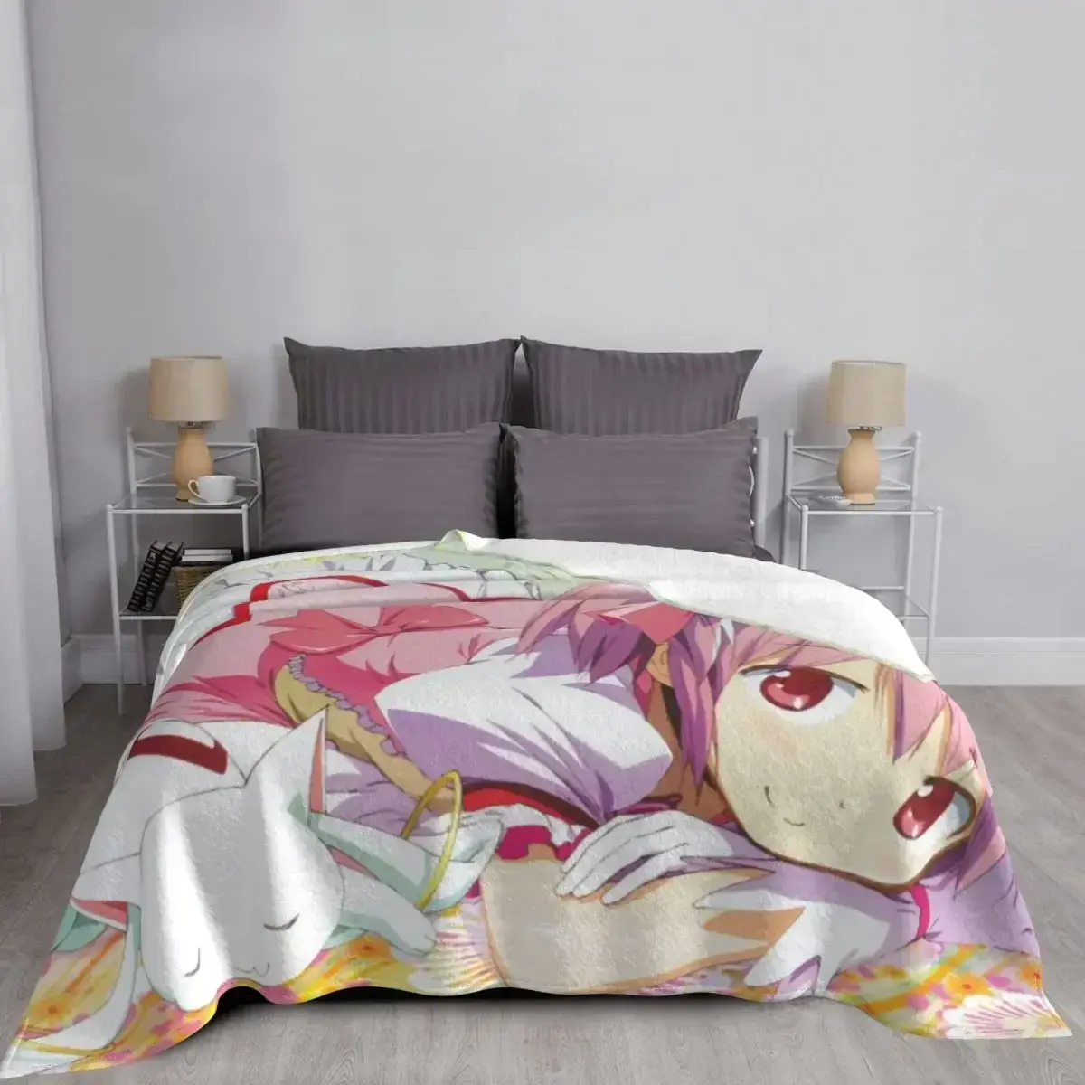 Puella Magi Madoka Magica Anime Blanket Flannel Spring Autumn Kaname And Kyubey Warm Throws For Winter Bedding